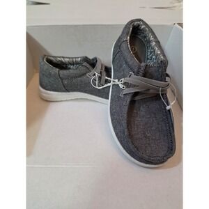 US Sports Youth Boys Slip On Canvas Loafers Grey Denim Size 11T NWT